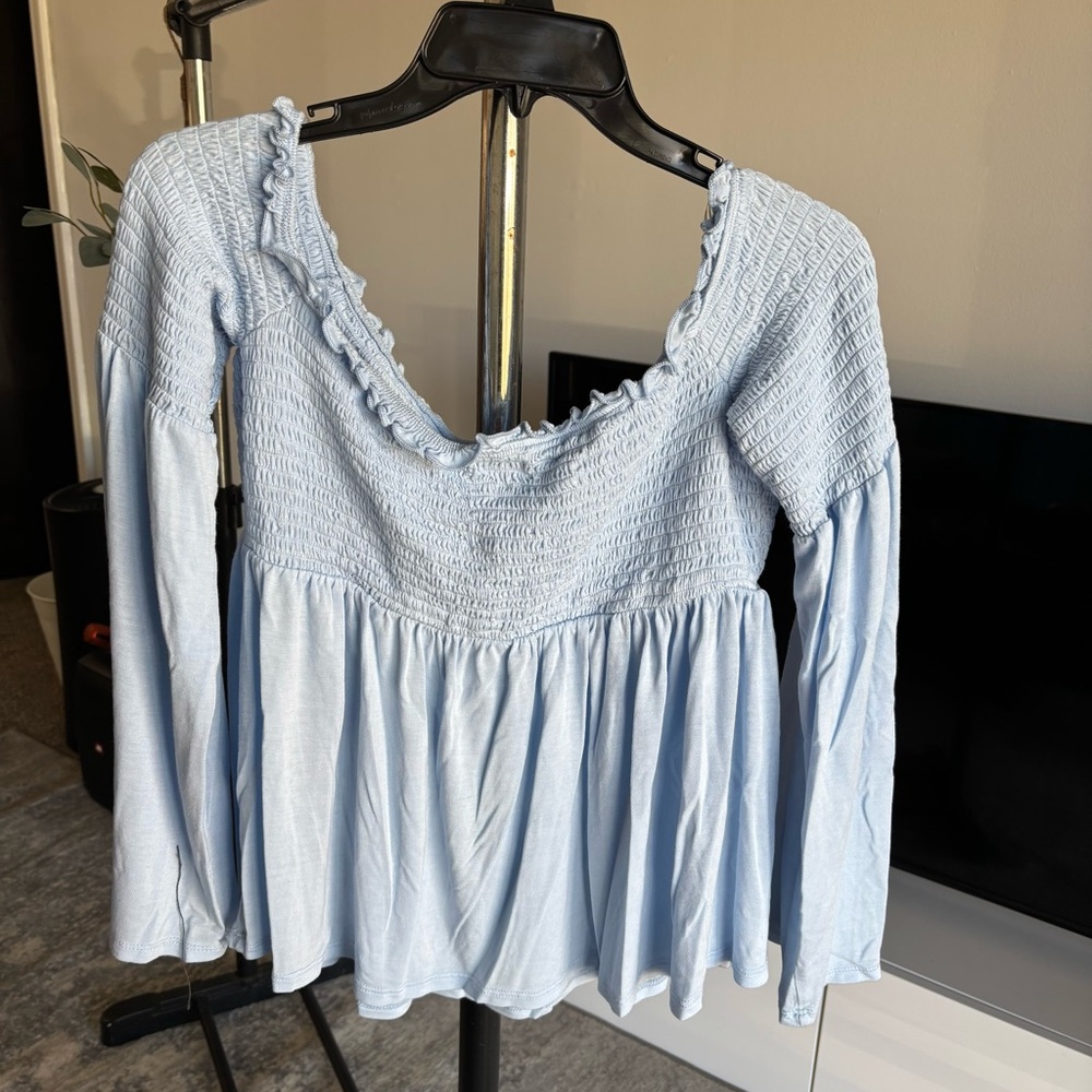 Women's Mossimo Blue Angel Off Shoulder Blouse - Picture 2 of 3
